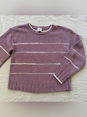 Cabi Heartbeat Pullover #6409 Lavender Striped Crew Neck Sweater [S]